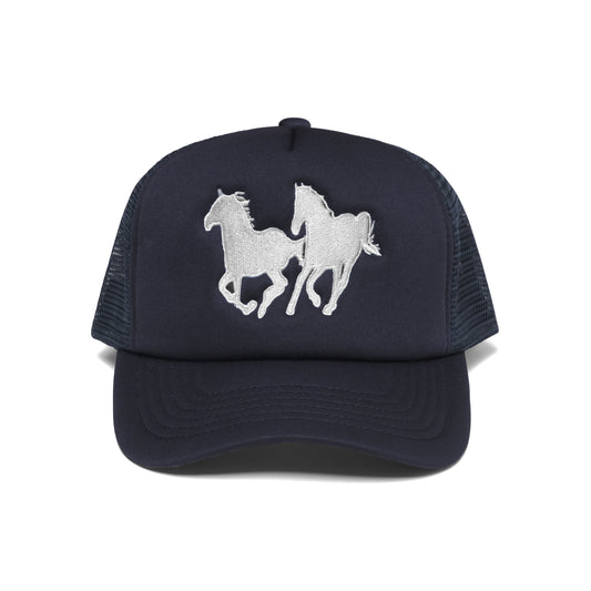 Mustang Trucker Hat Navy/White Stitch